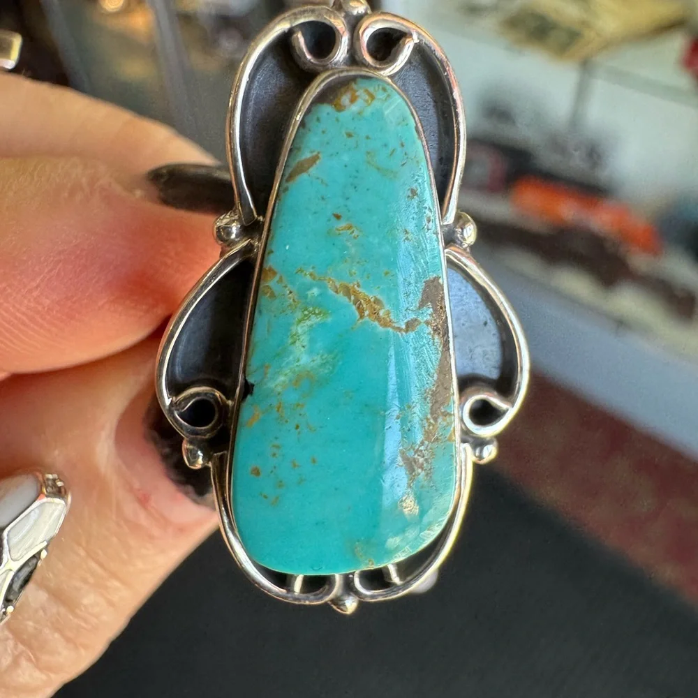 Genuine Turquoise and Sterling Silver‎ Ring